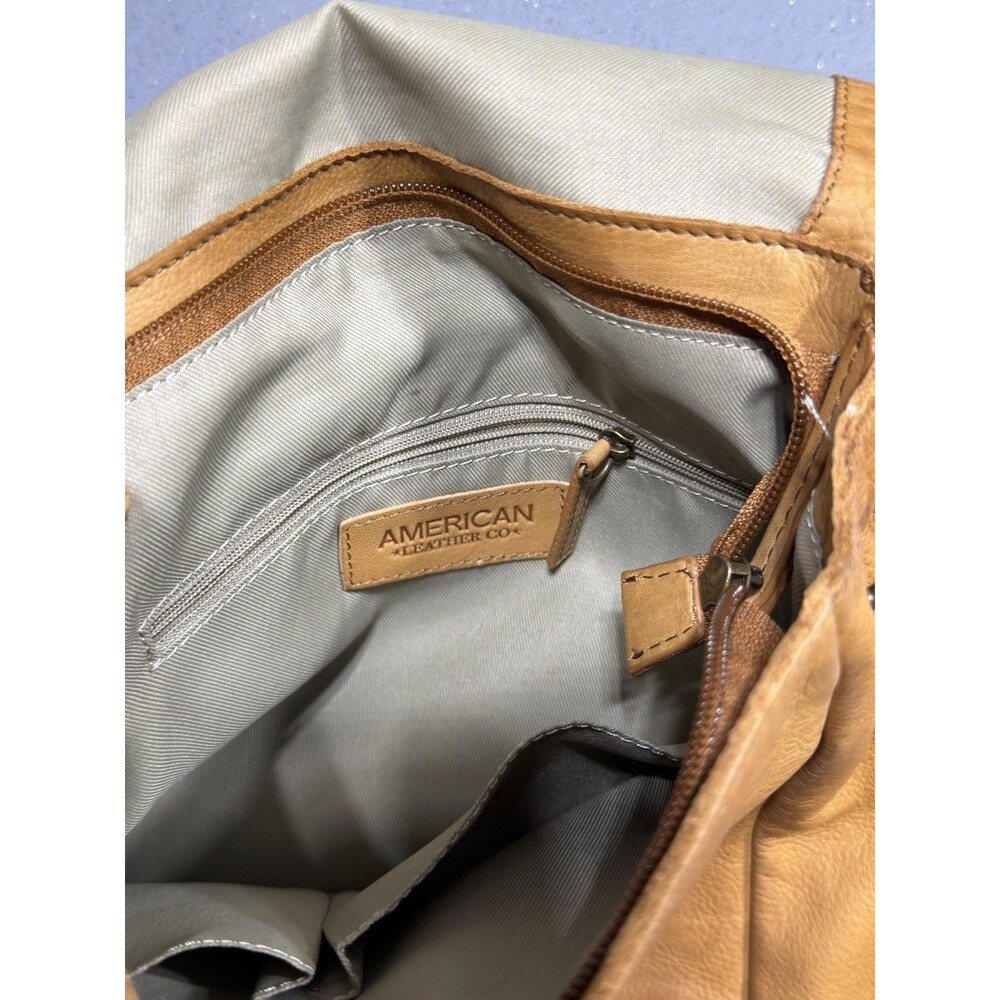 American Leather Co Leather Backpack Purse Tan Saddle Daily Shoulder Bag - Picture 4 of 6